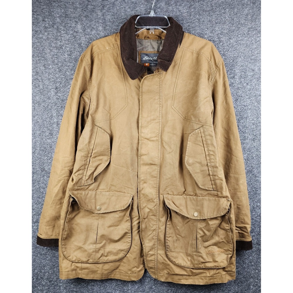 Eddie Bauer Coat Mens XL Sport Shop Chore Coat Tan Corduroy Collar EUC